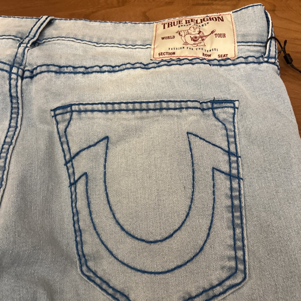TRUE RELIGION 36x34 Ricky Big T Jeans Mens Light Wash Straight 701453 NWT - Picture 10 of 11